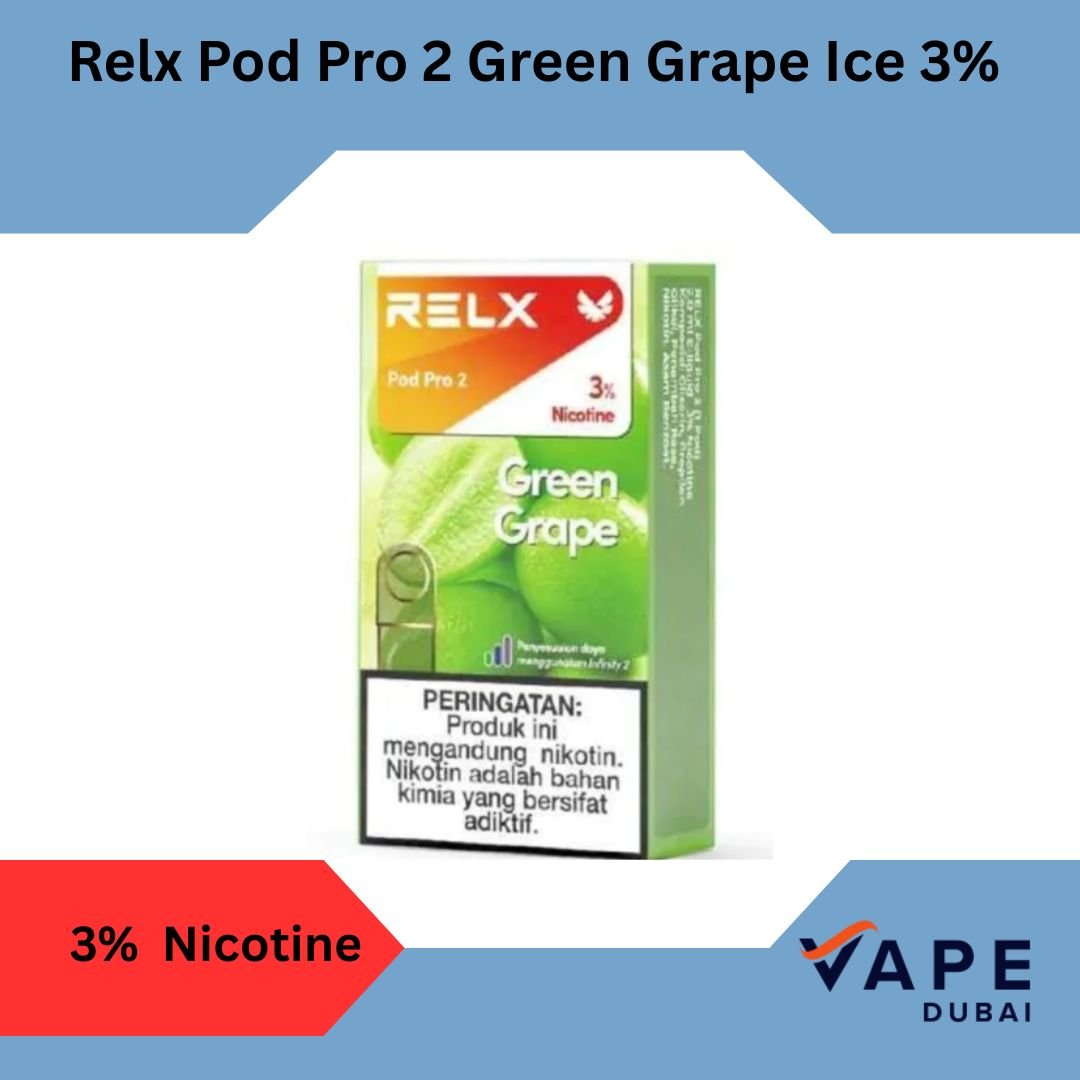 Relx Pod Pro 2 Green Grape Ice 3% in Dubai UAE Relx Pod Pro 2 Green Grape